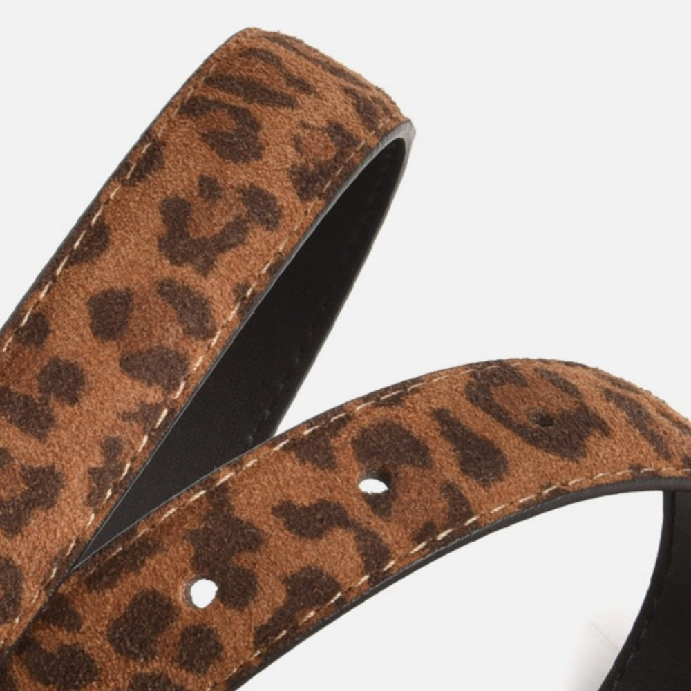 Vintage Leopard Print Genuine Leather Belt Women N6H323