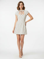 Load image into Gallery viewer, Bow Detail Polka Dot Short Dress Women N6C278