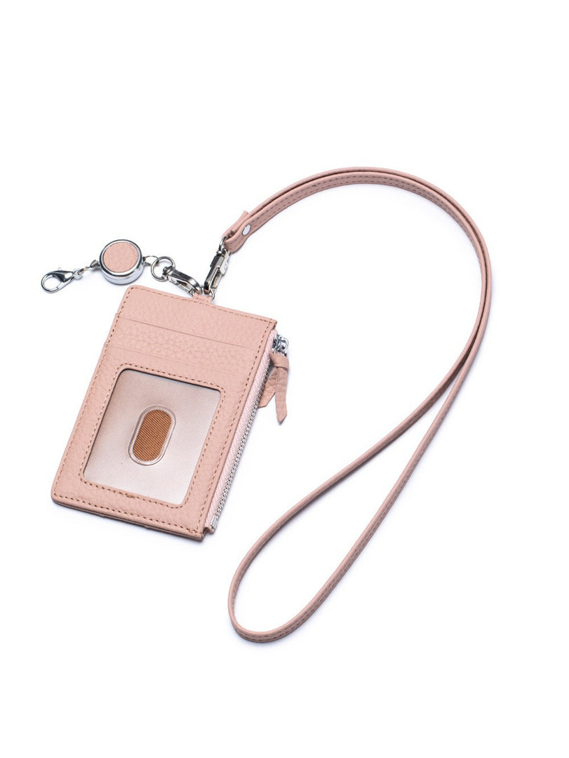 Genuine Leather Retractable Neck ID Card Holder N6D026