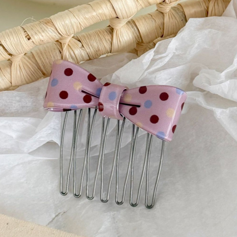 Polka Dot Bow Hair Comb Non Slip Bangs Styling Tool N6F071