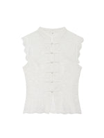 Load image into Gallery viewer, Lace Cutout Chinese Knot Round Neck Sleeveless Top N6F204
