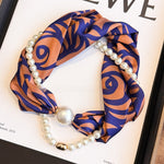 Load image into Gallery viewer, Womens Pearl Magnetic Clasp Floral Skinny Scarf N6K258