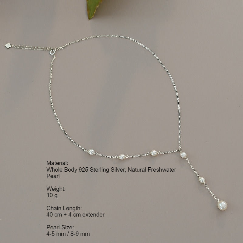 Freshwater Pearl 925 Silver Choker Necklace Women N6H181