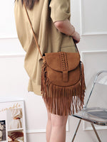 Load image into Gallery viewer, Woven Dome Soft Leather Fringe Crossbody Bag N6C224