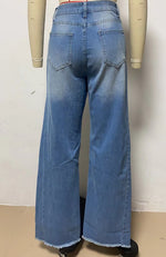 Load image into Gallery viewer, Loose Wide Leg Side Panel Raw Hem Jeans Women N6D154