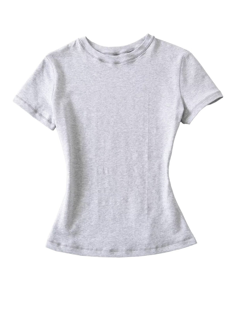 Fitted Round Neck Short Sleeve T-shirt Women N6D086