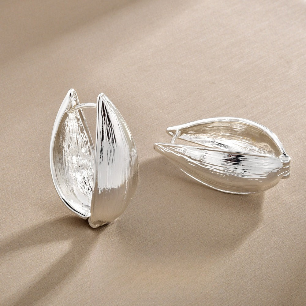 Teardrop Cuff Earrings Double Sided Texture Women N6C064