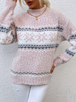 Load image into Gallery viewer, Half High Collar Snowflake Rabbit Hair Knit Sweater N6H258
