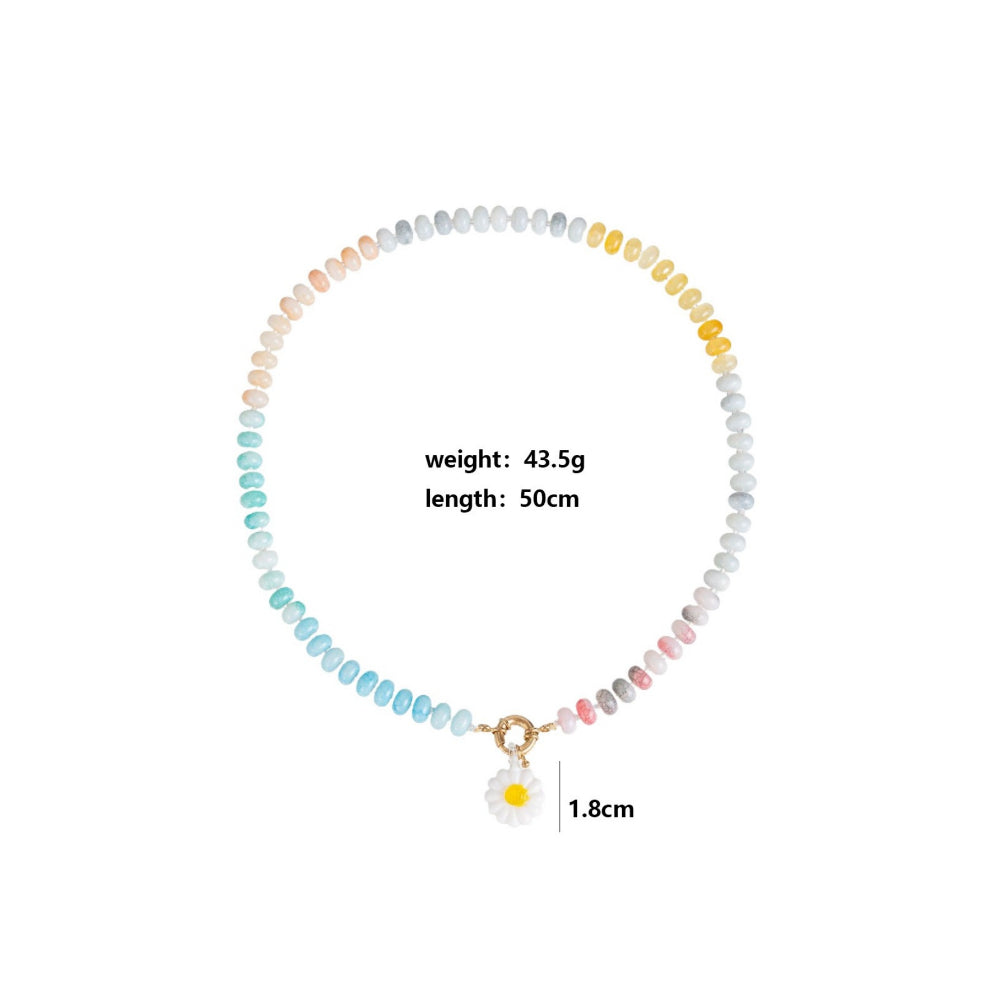 Colorful Handmade Daisy Beaded Pendant Necklace N6E118
