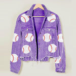 Load image into Gallery viewer, Corduroy Baseball Jacket Women Sequin Embroidery N5A113
