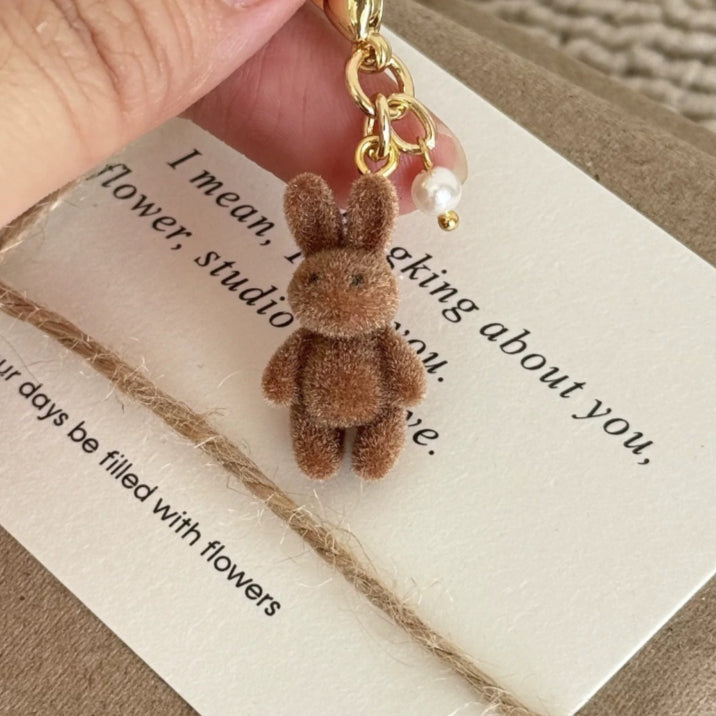 Plush Rabbit Zipper Pull Charm Keychain N6D041