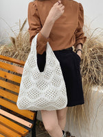 Load image into Gallery viewer, Knit Openwork Diamond Tote Bag Women N6C056