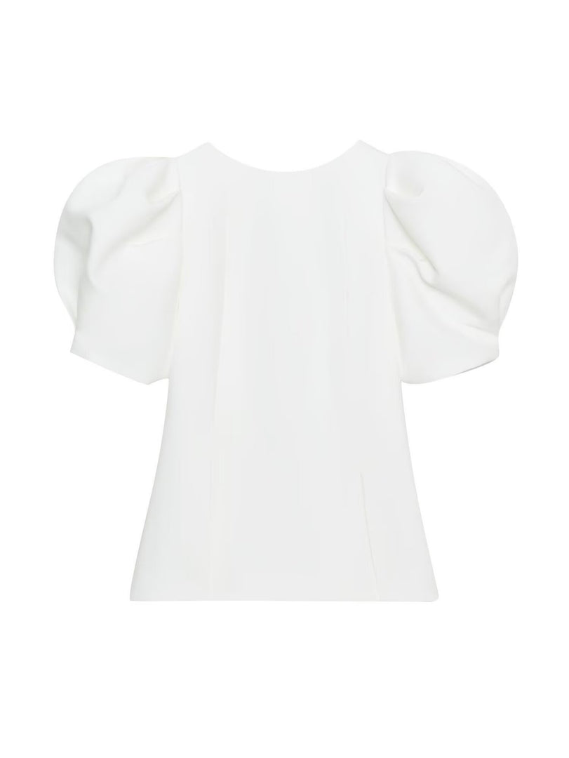Bow Pearl Puff Sleeve Shirt Women N6E153
