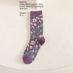 Load image into Gallery viewer, Purple Houndstooth Mid-Calf Socks Women Campus  N6H029