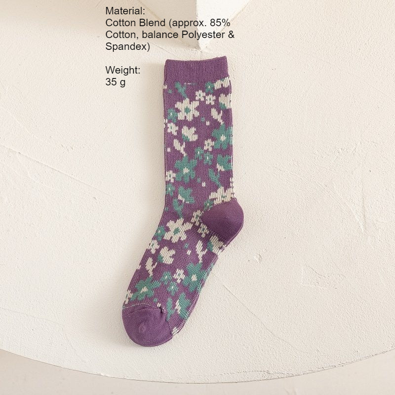 Purple Houndstooth Mid-Calf Socks Women Campus  N6H029