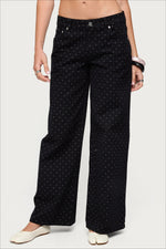 Load image into Gallery viewer, Polka Dot Straight Leg Denim Jeans Women N6F003