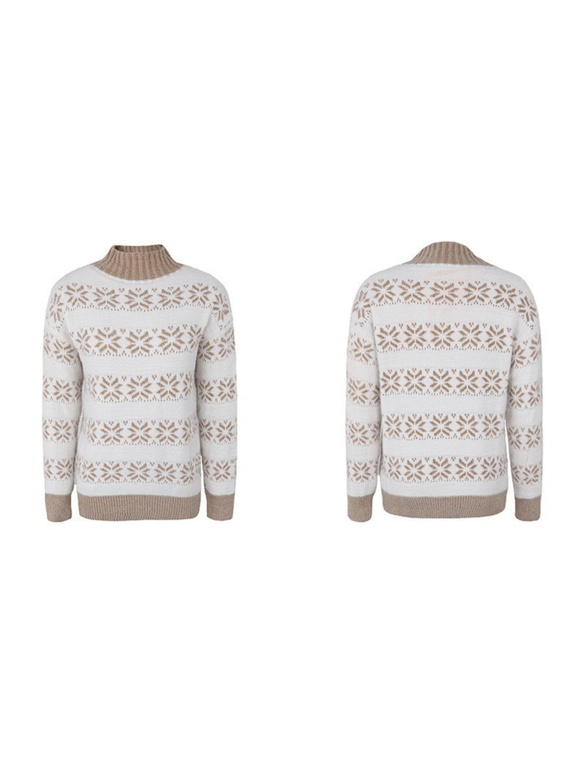 Snowflake Half High Collar Knit Sweater Women N6H260
