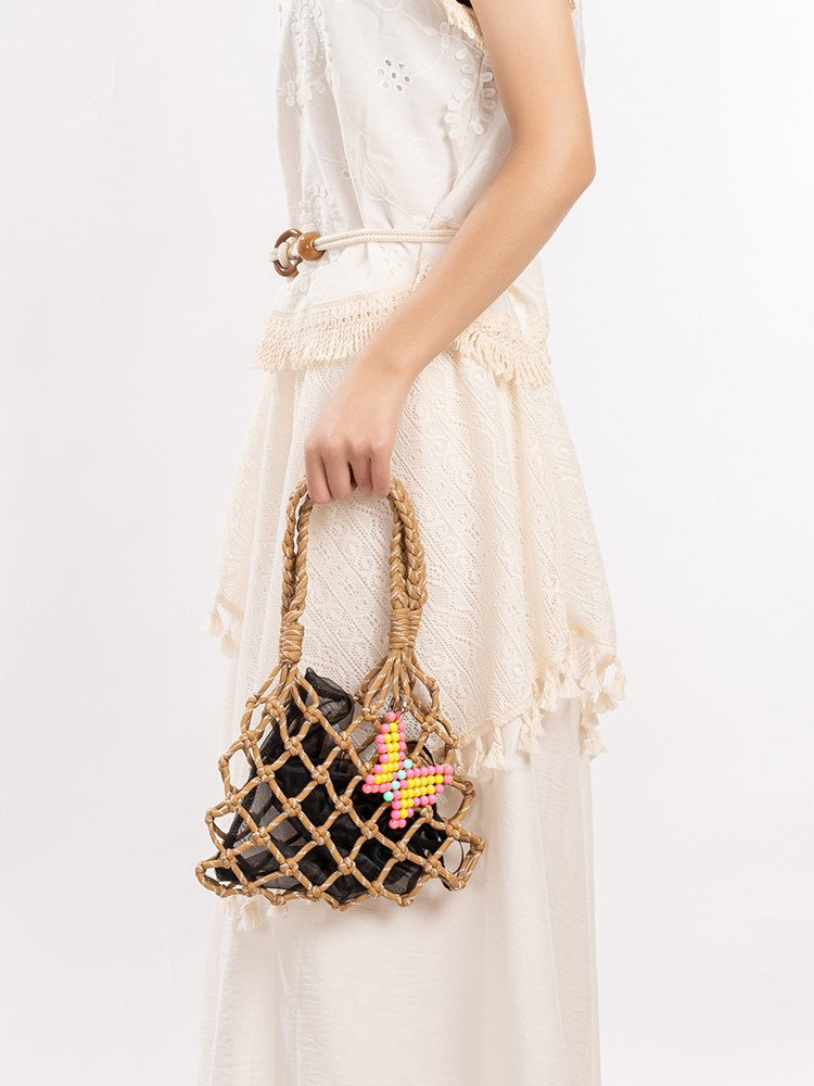 Hand Crochet Nylon Mesh Handbag Women N6C301