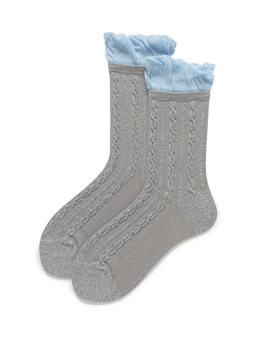 Bubble Cuff Cable Knit Socks Women N6C171