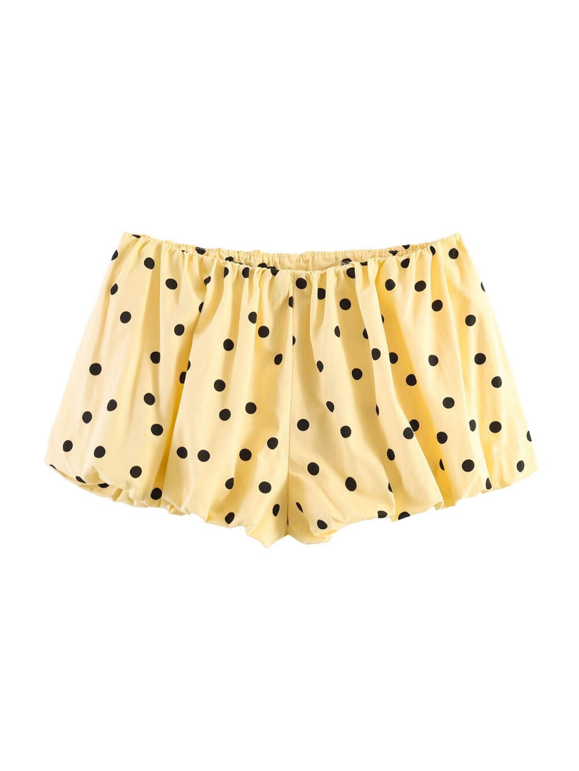 Polka Dot Balloon Jacket Shorts Set Women Casual N6F207