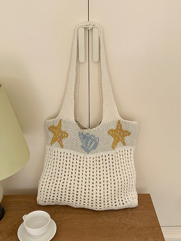 Starfish Shell Knit Tote Beach Bag Large Capacity N6C053
