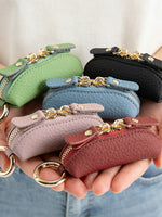 Load image into Gallery viewer, Genuine Leather Coin Purse with Keychain Women N6D018