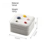 Load image into Gallery viewer, Natural Stone Velvet Grid Jewelry Box Folding Case N6G061