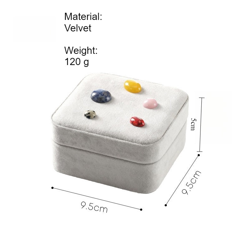 Natural Stone Velvet Grid Jewelry Box Folding Case N6G061