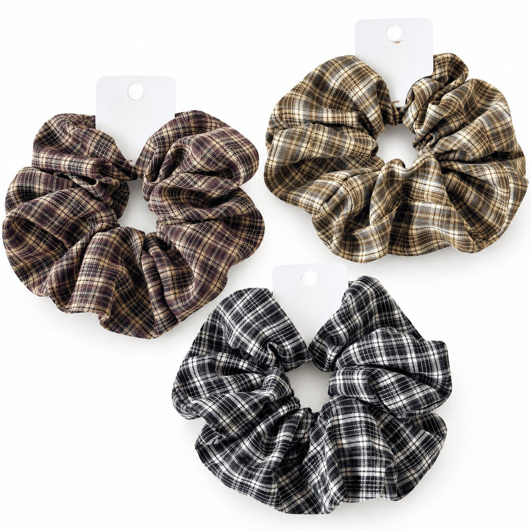 Womens Vintage Plaid Fabric Scrunchie N6K012