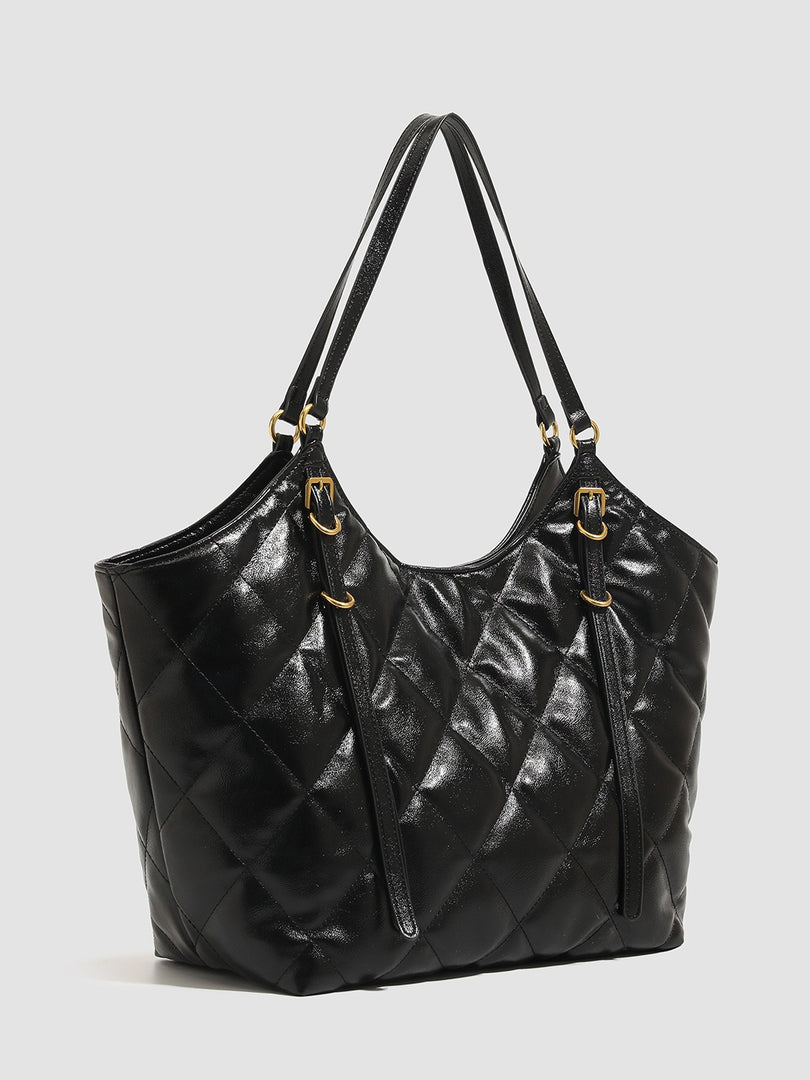 Quilted Oversized Tote Bag with Magnetic Snap N6C048