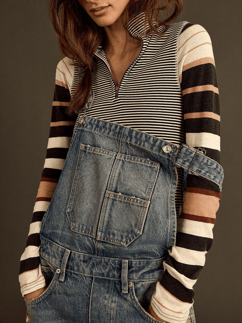 Loose Fit Relaxed Denim Overalls Women N6D166