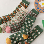Load image into Gallery viewer, Double Needle Knit Mid-Calf Socks Women Cotton N6H022