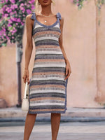 Load image into Gallery viewer, Striped Lace Tie Maxi Dress Knit Acrylic N25A031
