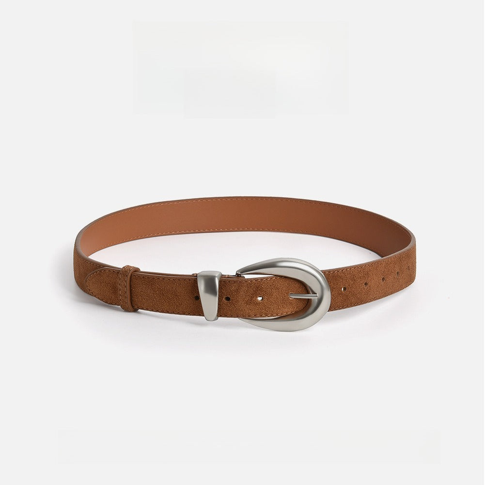 Vintage Suede Genuine Leather Belt Women  N6H333