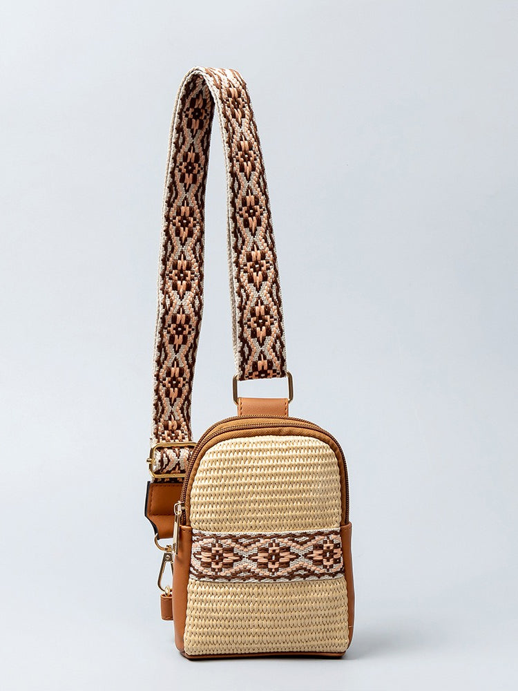 Rattan Crossbody Phone Bag Women Vacation N6C309