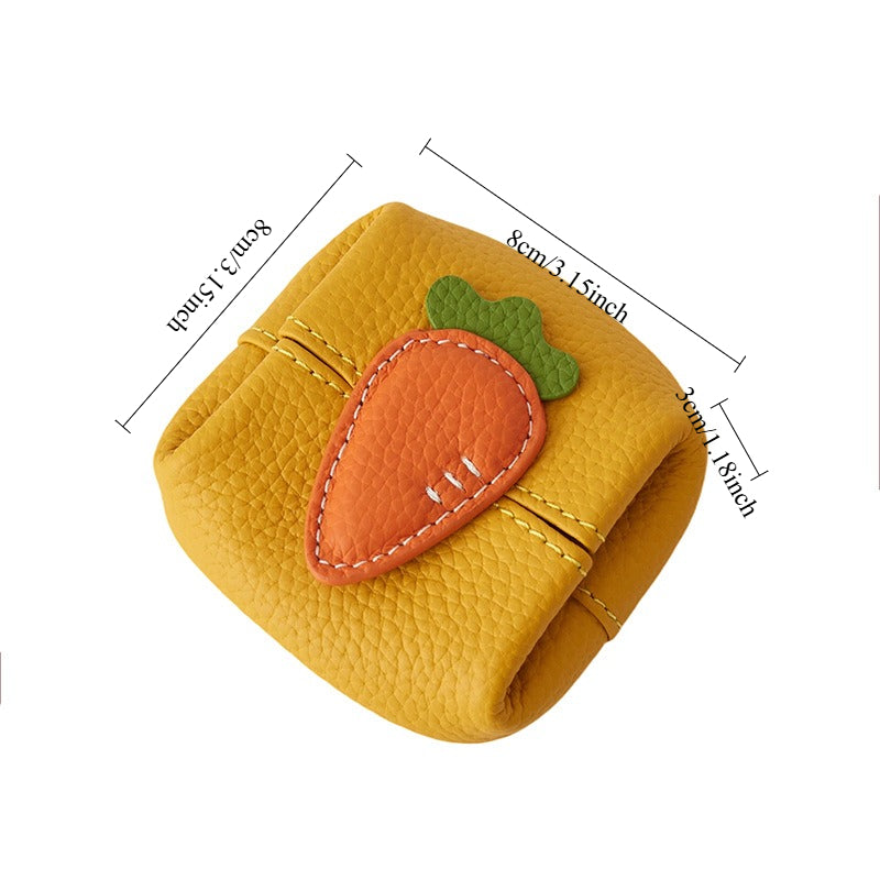 Genuine Cowhide Color Block Fruit Coin Purse N6K287