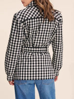 Load image into Gallery viewer, Check Peter Pan Button Cardigan Long Mid Heavy N5Z597
