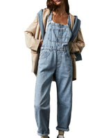 Load image into Gallery viewer, Relaxed Washed Denim Overalls Women N6D151