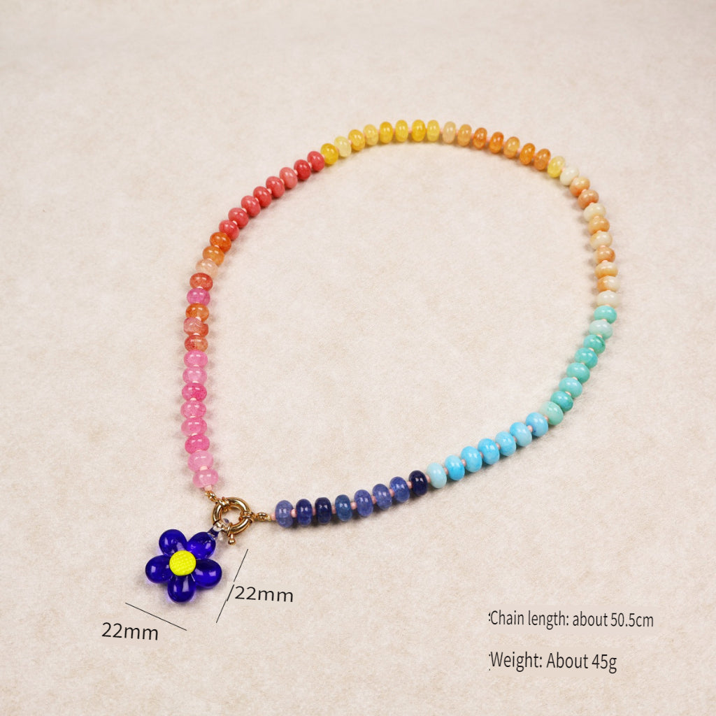Bohemian Colorful Beaded Pendant Necklace  N6E119