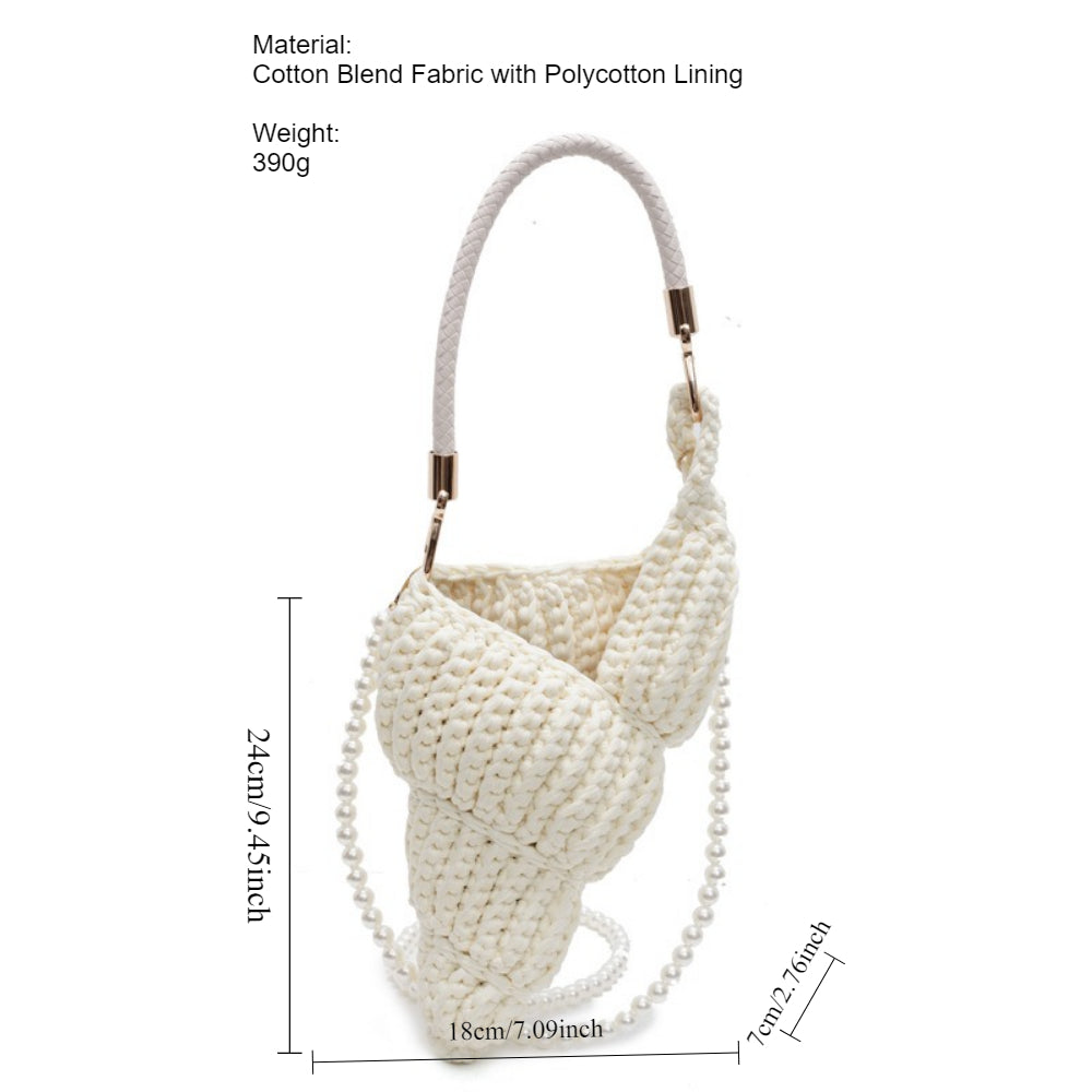Handwoven Shell Beach Crossbody Bag Crochet Tote N6F084