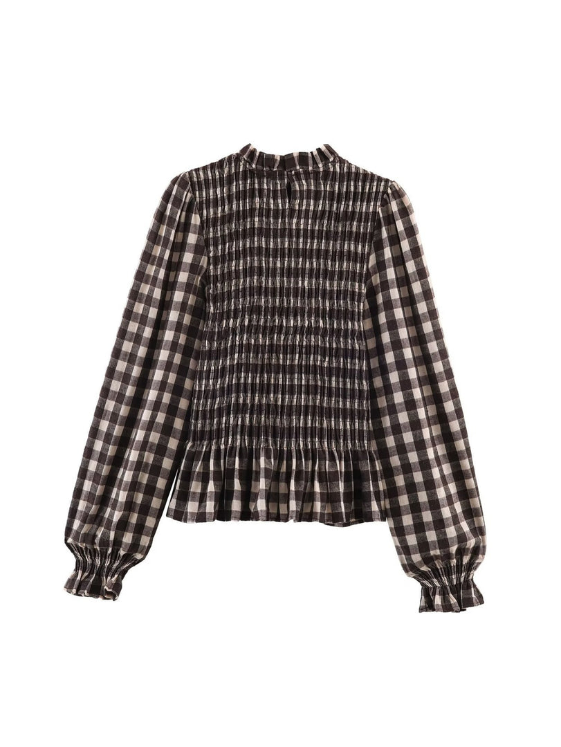 Honeycomb Check Pullover Shirt Women N6C094