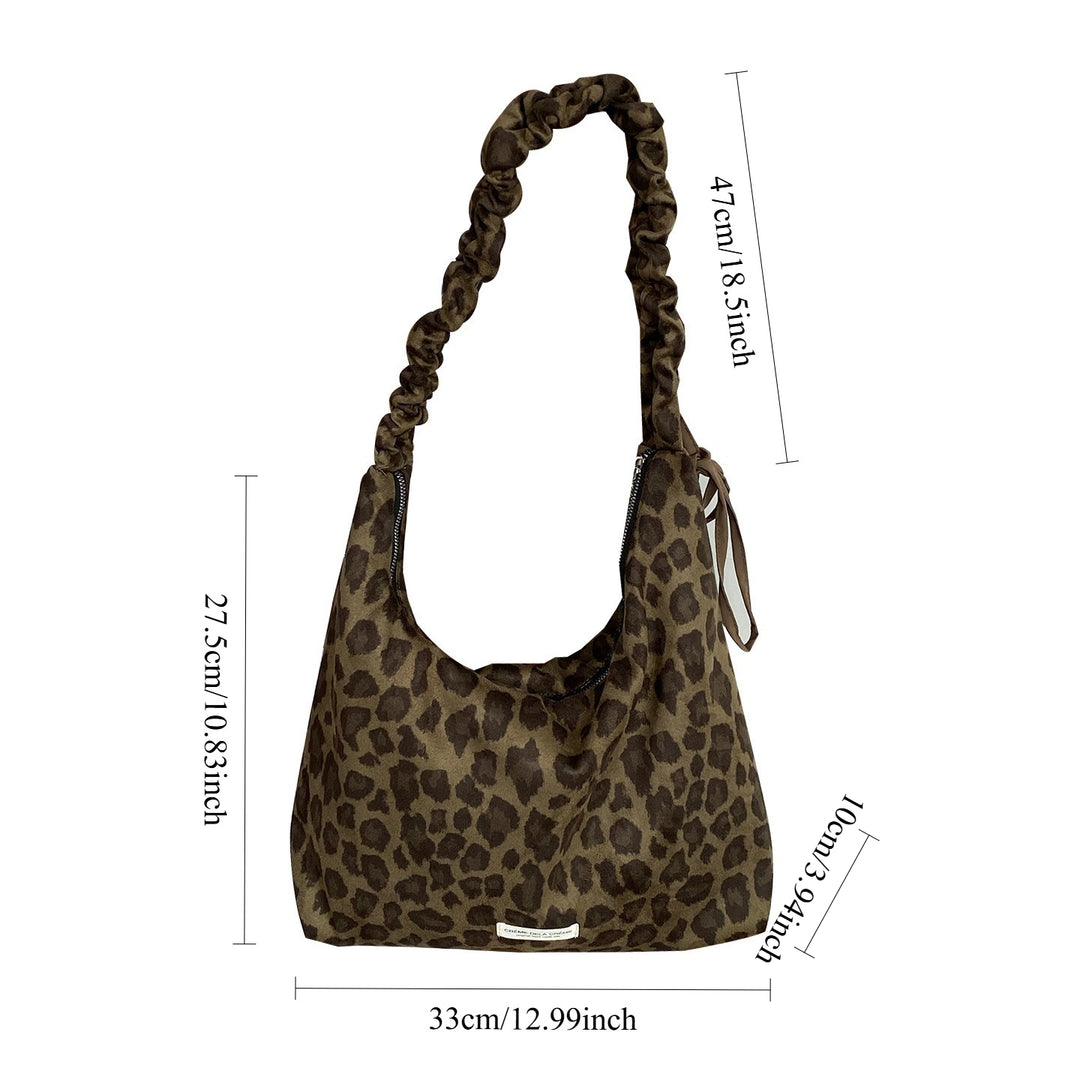 Women's Leopard Suede-Feel Dumpling Tote Bag N6J190