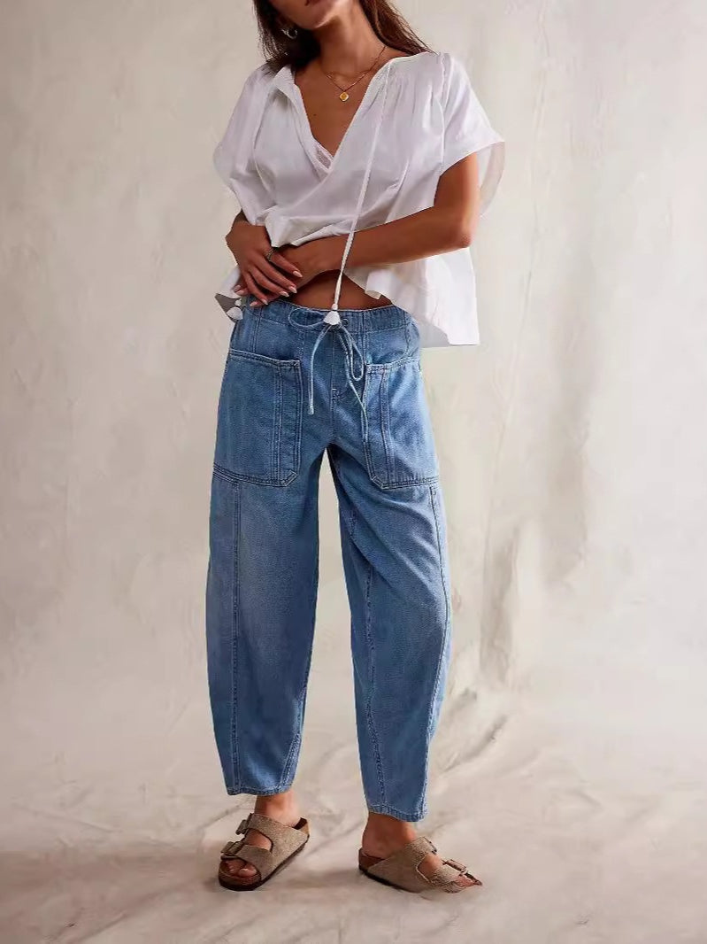 Baggy Low Rise Crop Jeans Women N6C284