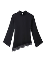Load image into Gallery viewer, Satin Lace Back Tie Blouse Women N6D050