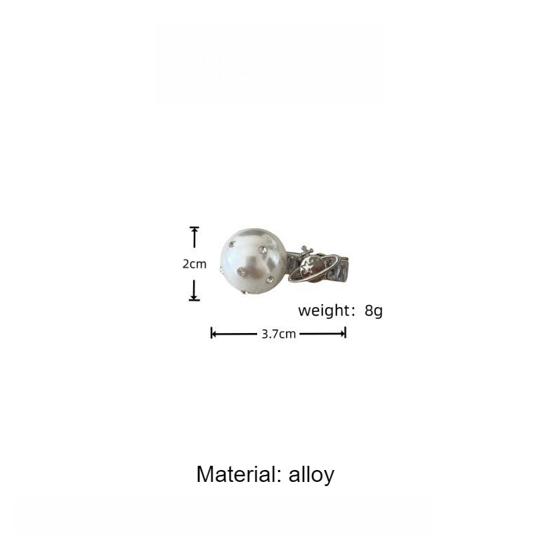 Luxury Rhinestone Pearl Saturn Duckbill Hair Clip N6H194