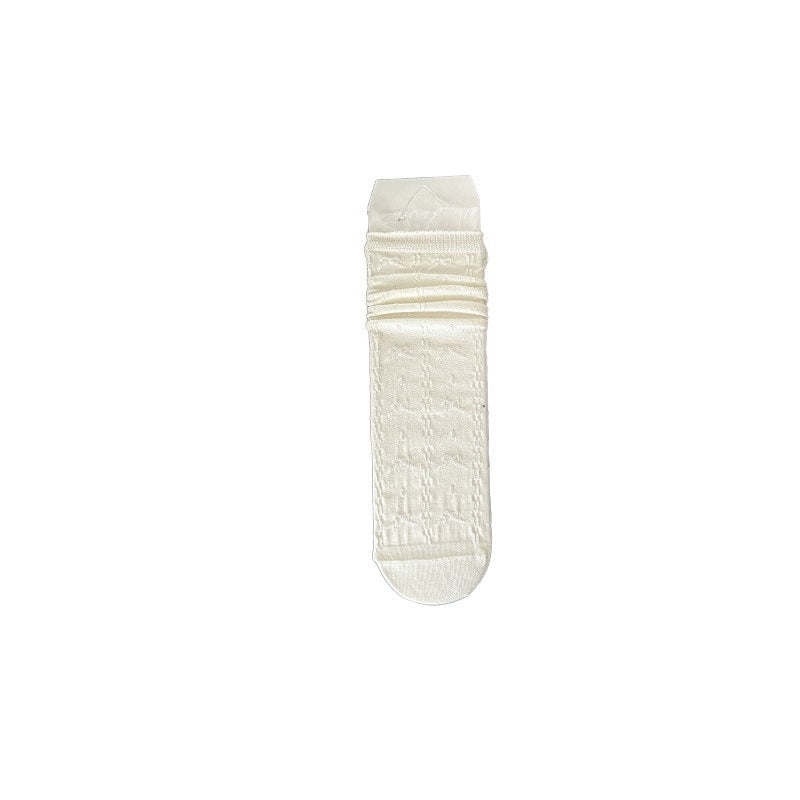Floral Lace Trim Mid-Calf Slouch Socks Women N6C177
