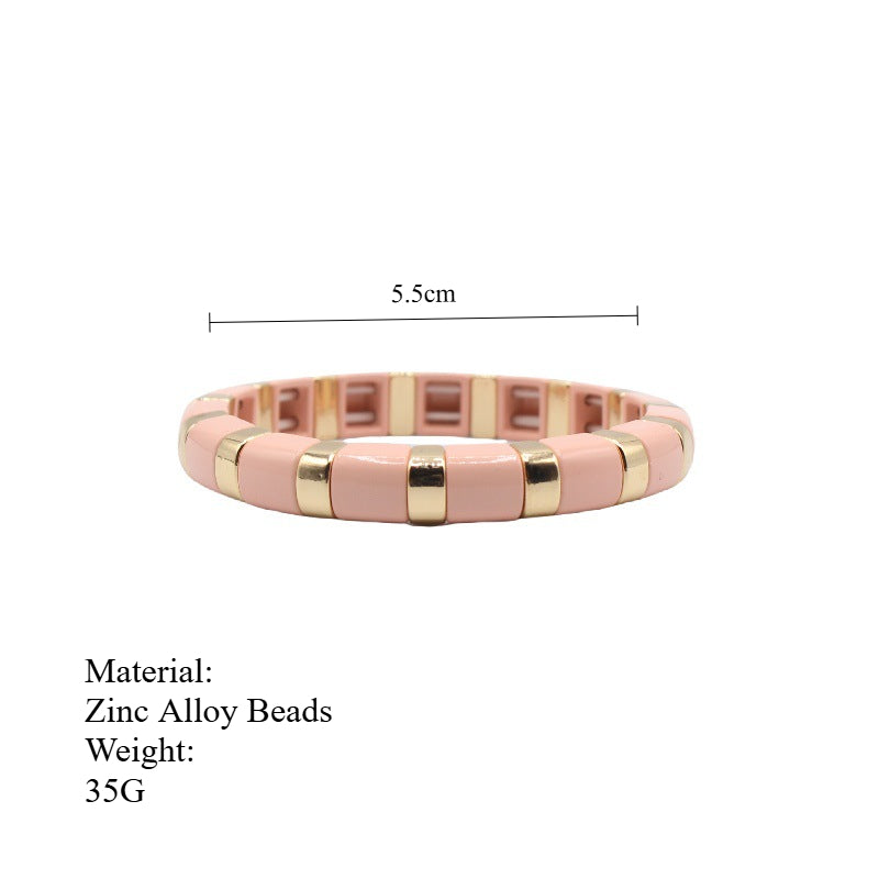 Semi Circle Bead Bangle Alloy Vitreous Enamel S5P266