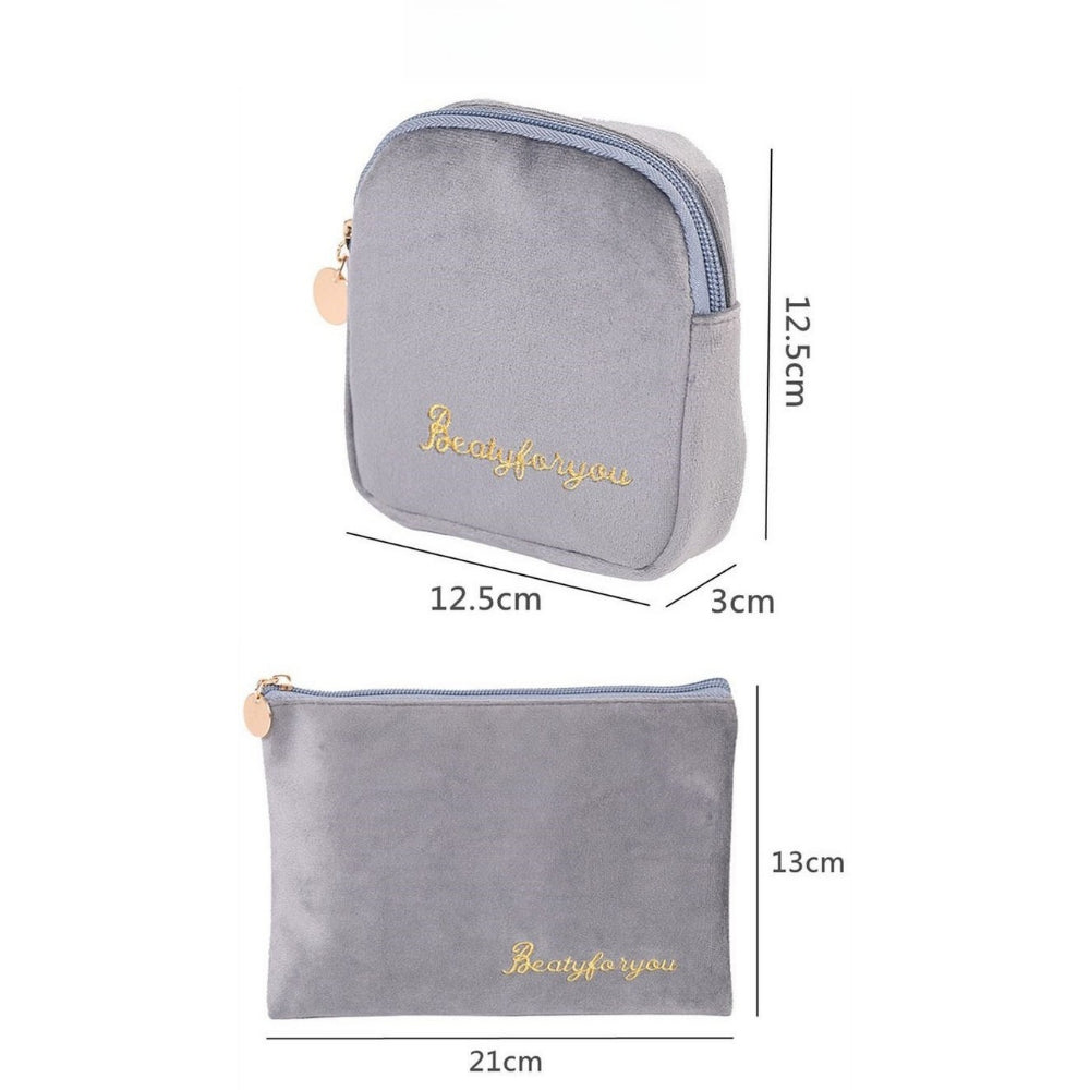 Flannel Cosmetic Bag Set Large Capacity Travel Organizer N6G278