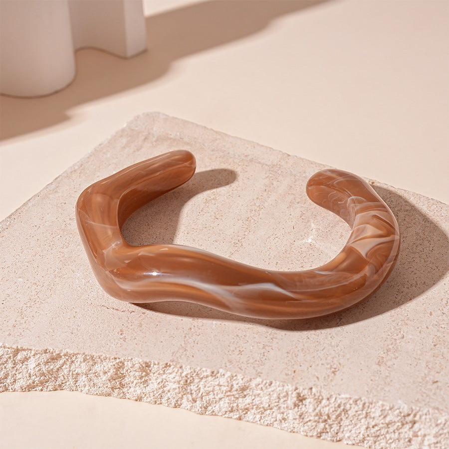 Freeform Marbled Bangle Acrylic Multi-Tone Circular  S5P071