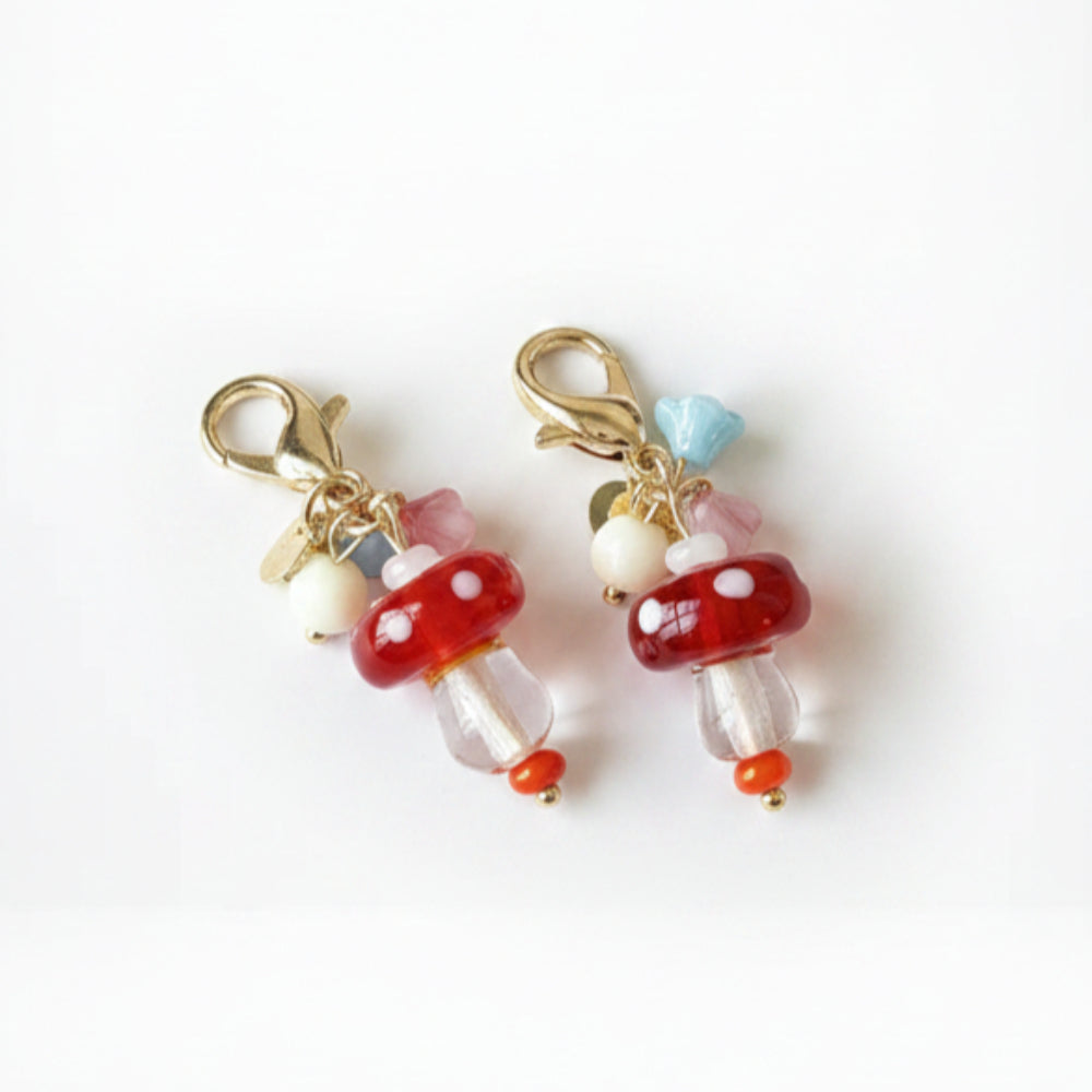 Handmade Red Mushroom and Flower Charm N6D047